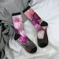 thumbnail image 5 of KLL Purple And Pink Tulip Bouquet Print Cool Socks Men's Women's Crew Socks Funny Crazy Novelty Stockings, 5 of 6