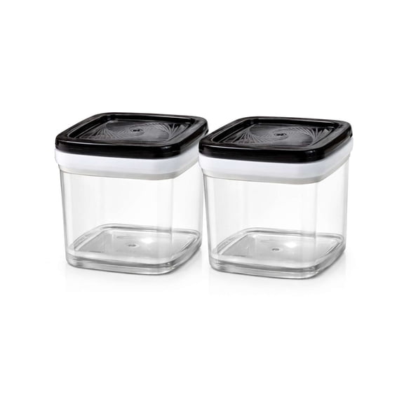 Airtight Food Storage Container Set of 2, Transparent Kitchen Storage Boxes with Secure Lid, Stackable Plastic Containers for Pantry, Snacks, Dry Food Organization