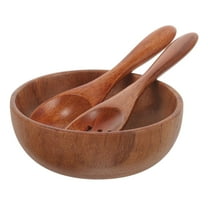 CRAFTHROU 1 Set Wood Salad Bowl With For Households 10.00X3.50X3.50cm
