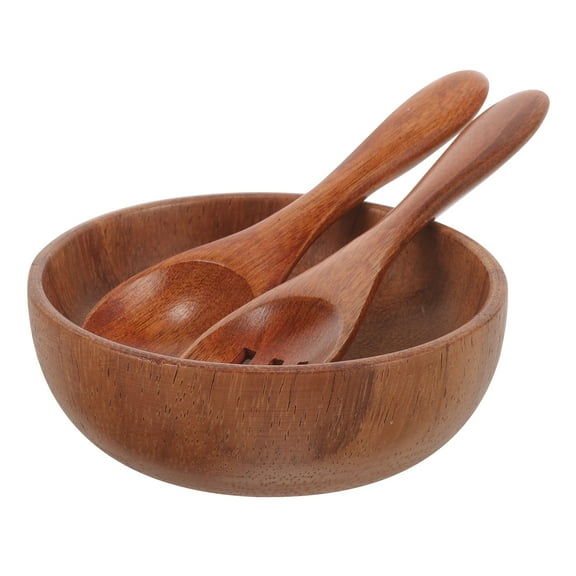 CRAFTHROU 1 Set Wood Salad Bowl With For Households 10.00X3.50X3.50cm