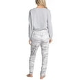 thumbnail image 4 of Hanes Women's Midnights Pajama Set, Long Sleeve Top and Jogger Lounge Pants, Gray Heather, M, 4 of 7