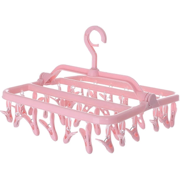 Sock Drying Rack, Laundry Drying Rack with 32 Clips, Folding Hanging Clothes Drying Rack, Indoor Outdoor Laundry Drying Rack, for Socks, Underwear and