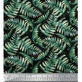 thumbnail image 1 of Soimoi Black polyester Crepe Fabric Cedar Leaves Print Sewing Fabric BTY 52 Inch Wide, 1 of 3