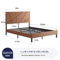thumbnail image 3 of PAPROOS Queen Size Bed Frame with Upholstered Headboard, Metal Platform Bed, Under Bed Storage, 800lbs, Brown, 3 of 7