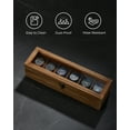 thumbnail image 6 of 6-Slot Watch Box, 4"D x 13.8"W Wood Watch Box Organizer with Glass Lid, Rustic Walnut, 6 of 7