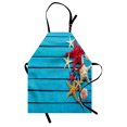 thumbnail image 1 of Starfish Apron Different Types of Starfishes and Scallops on Blue Painted Wooden Planks Image, Unisex Kitchen Bib Apron with Adjustable Neck for Cooking Baking Gardening, Multicolor, by Ambesonne, 1 of 3
