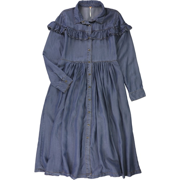 Vestido Midi Free People con volantes sólidos azul grande