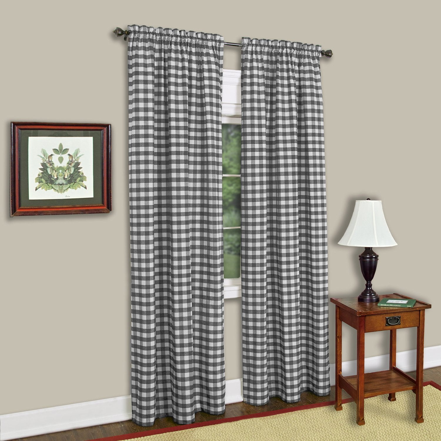 42 x 84-Inch Achim Home Furnishings Buffalo Check Window Curtain Panel Black/White 