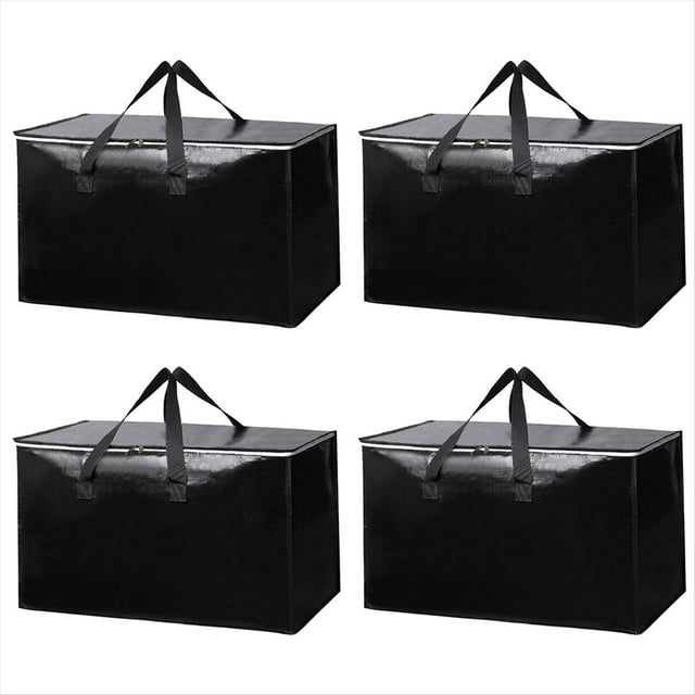 Paquete de 4 bolsas de mudanza extragrandes, resistentes y resistentes, con asas reforzadas, cremalleras duraderas, material impermeable, ideales para almacenamiento.