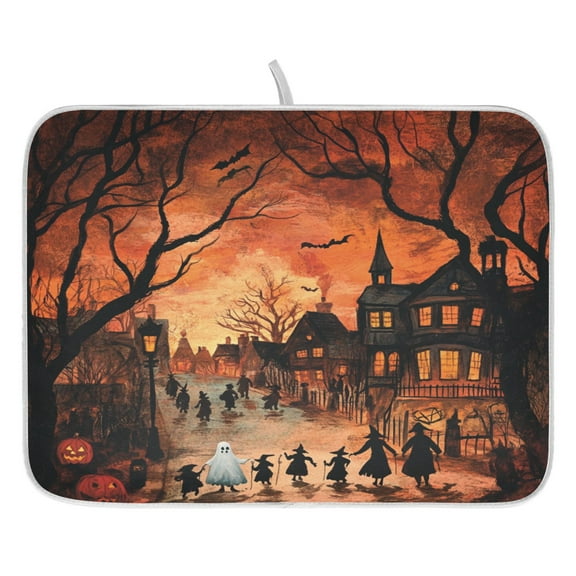 Halloween Horror Dish Drying Mat for Kitchen, Quick Drying Absorbent Soft Durable 16" x 18"