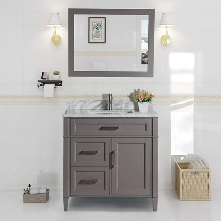 Vanity Art 36 in. W Lavabo Simple Salle de Bain Moderne Vanité avec ...