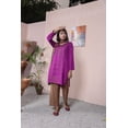 thumbnail image 4 of IshDeena Ready to Wear Embroidered Linen Pakistani Dresses for Women Shalwar, Kameez with Check Shawl - Three Piece Set (Large, Purple ), 4 of 6