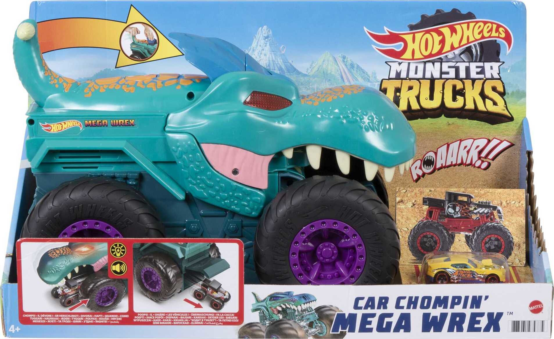 Hot Wheels Monster Trucks Car Chompin’ Mega Wrex Vehicle, for Ages 3 Years & Up - image 7 of 7
