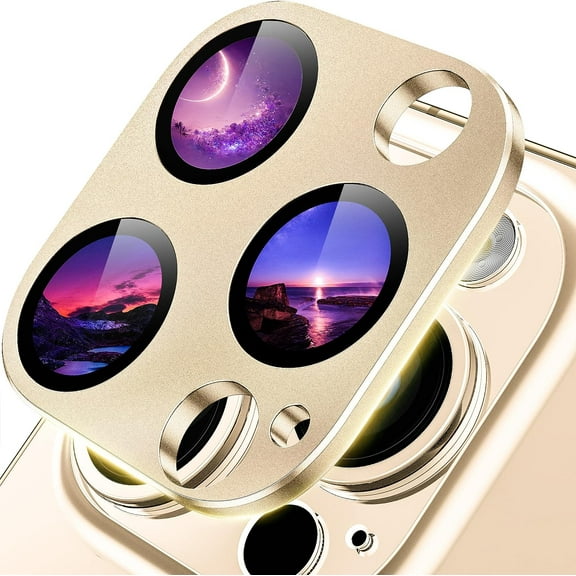 for iPhone 14 Pro/iPhone 14 Pro Max Camera Lens Protector,Matte Alloy [Upgrade Strong Adhesion] [No Affect Picture Quality] Metal Glass Camera Screen Protector Cover Accessories,Gold