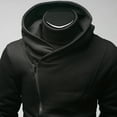 thumbnail image 4 of SPRING PARK Men Winter Stylish Solid Color Long Sleeve High Neck Diagonal Zipper Cotton Sports Hoodie Casual Coat, 4 of 4