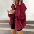 thumbnail image 2 of UYISJ Womens Waffle Knit Shacket Oversized Button Down Shirt Jacket Lightweight Long Sleeve Tops with Pockets Wine S, 2 of 6