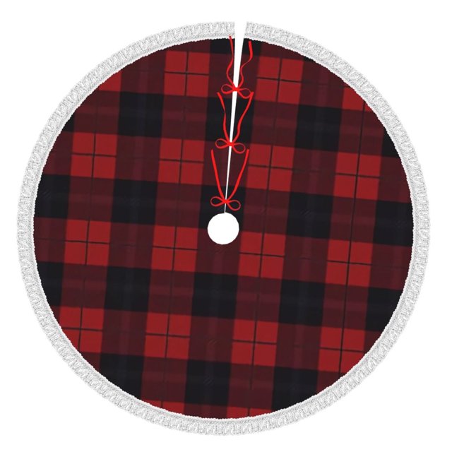 Faldas para árbol de Navidad a cuadros de 48 pulgadas, tapete para árbol de Navidad para fiestas de invierno, falda para árbol de Navidad para decoraciones navideñas rústicas