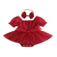 thumbnail image 1 of MesaSe Nouveau-Né Filles Rompers Robe Fleur Broderie Maille Manches Courtes Combinaisons Bandeau Princesse Tenues, 1 of 8