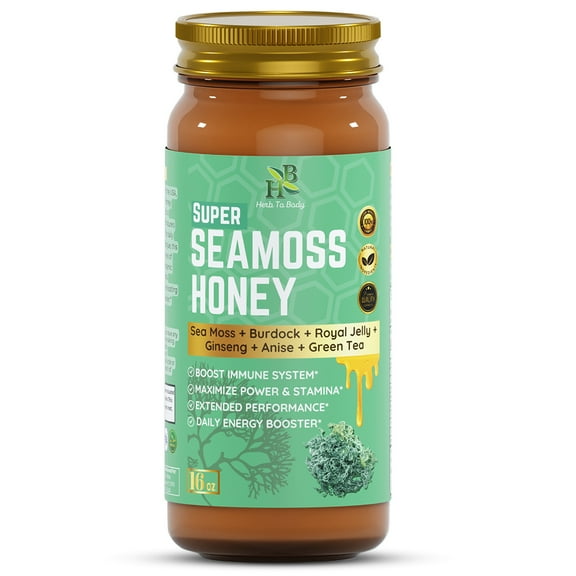 Herb To Body Super Sea Moss Honey | Multifloral Honey | Wildcrafted | 16oz