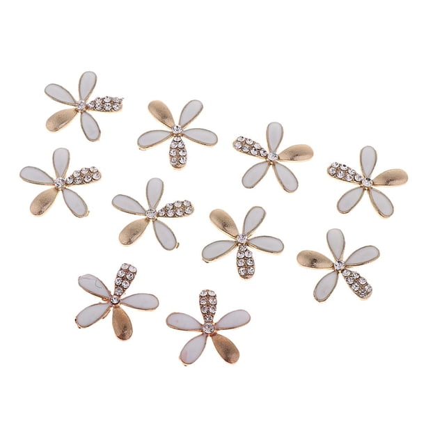 10 botones de flores con diamantes de imitación y perlas segundo