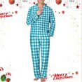 thumbnail image 2 of JAJAHO Unisex Pajamas Set For Women Men Matching Sleepwear Cozy Plaid Long Sleeve Button Up Lapel Shirt Loose Fit Pants Nightwear 2 Piece Outfits Trendy Home Clothes, 2 of 8