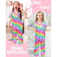 thumbnail image 6 of Girls Pajamas Silk PJS Set Rainbow Unicorn Sleepwear Short Sleeve Long Pants Jammies for Toddler Kids, 6 of 6