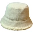 thumbnail image 2 of CoCopeaunts Plain Color Bucket Hat Women's Autumn Winter Lamb Hair Brim Thickened Warm Fisherman Hat Collapsible Compressible, 2 of 8