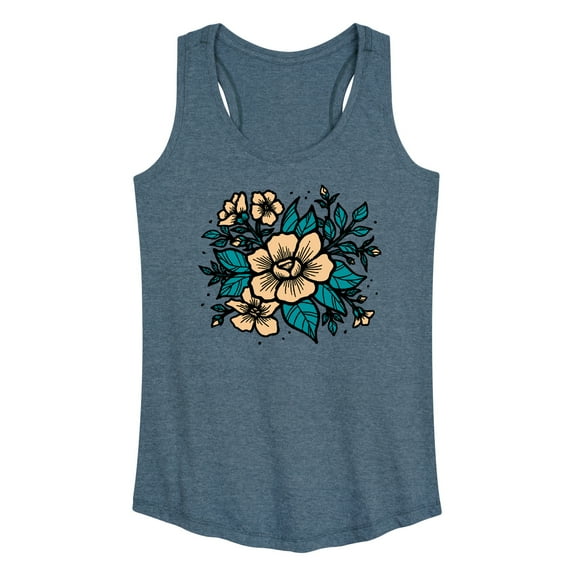 Instant Message - Etched Flowers - Women's Racerback Tank Top