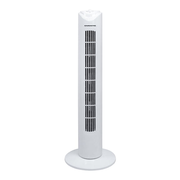 OVENTE 32" Bladeless Tower Fan,90° Oscillation, 3 Speeds, White TFO3SW | Compact and Slim Manual Indoor Fan Ideal for Cooling a Home with Kids or Office