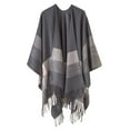 thumbnail image 1 of Womens Stripe Color Blocking Color Blocking Autumn Spring Winter Windproof Warm Fashion Cloak Shawl Cardigan Shawl, 1 of 2