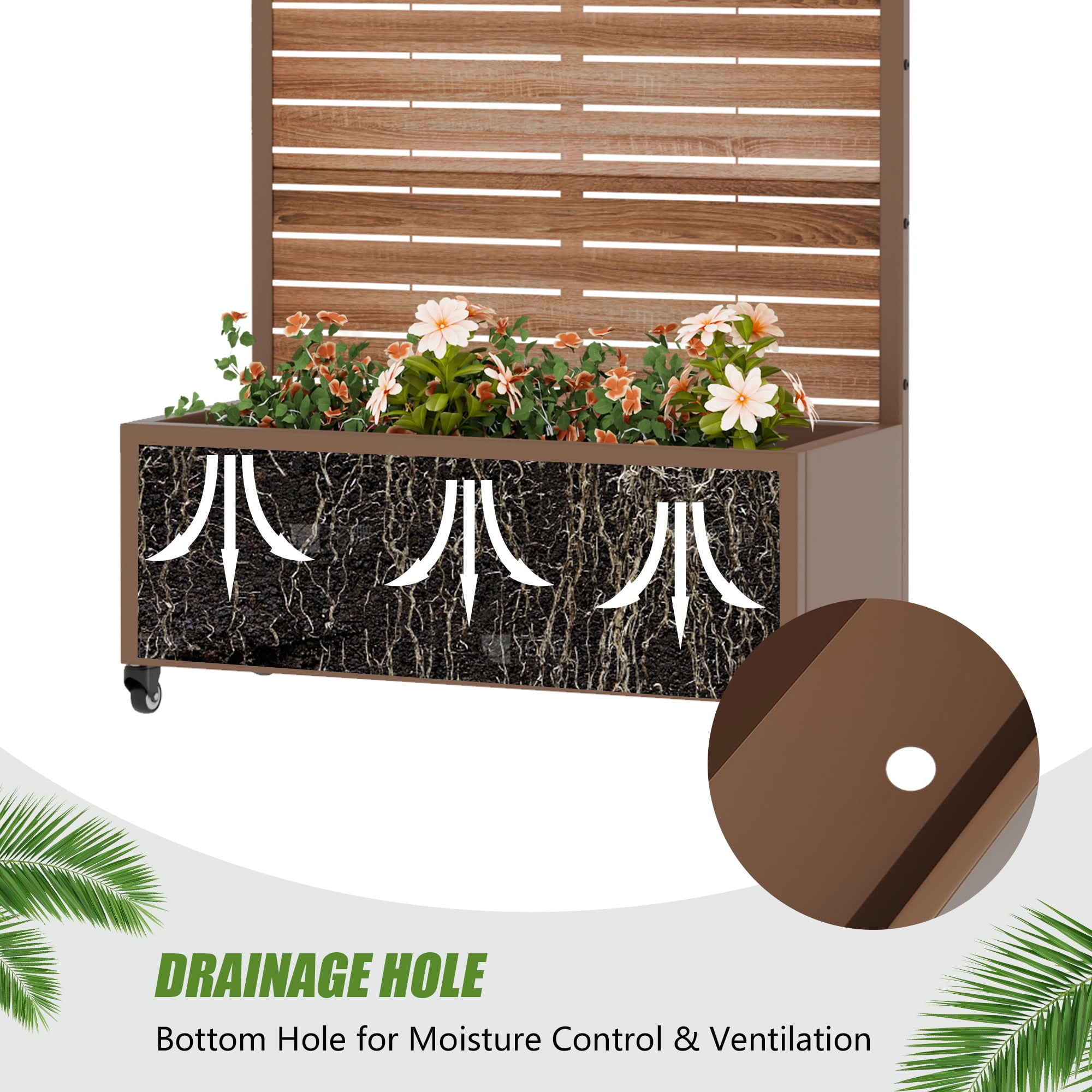 MAYEERTY 72*35in Outdoor Metal Planter Box, Heavy Gauge Metal Planter, Outdoor Raised Planter Box for Balcony, Garden, Yard