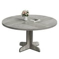thumbnail image 6 of Juiluna Round Dining Table for 4, 47 Inches Dining Room Table with Wooden Base, Circle Kitchen Dinner Table for Dining Room, Kitchen, Living Room (Table Only), Grey, 6 of 7