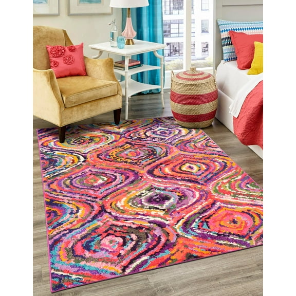 Unique Loom Estrella Collection Area Rug - Magnolia (9' x 12' 2" Rectangle Multi/Black)