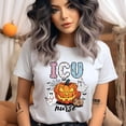 thumbnail image 2 of ICU Nurse Graphic T-Shirt for Women Men | Funny Medical Pumpkin Tee, Ash, Size 3XL, 2 of 6