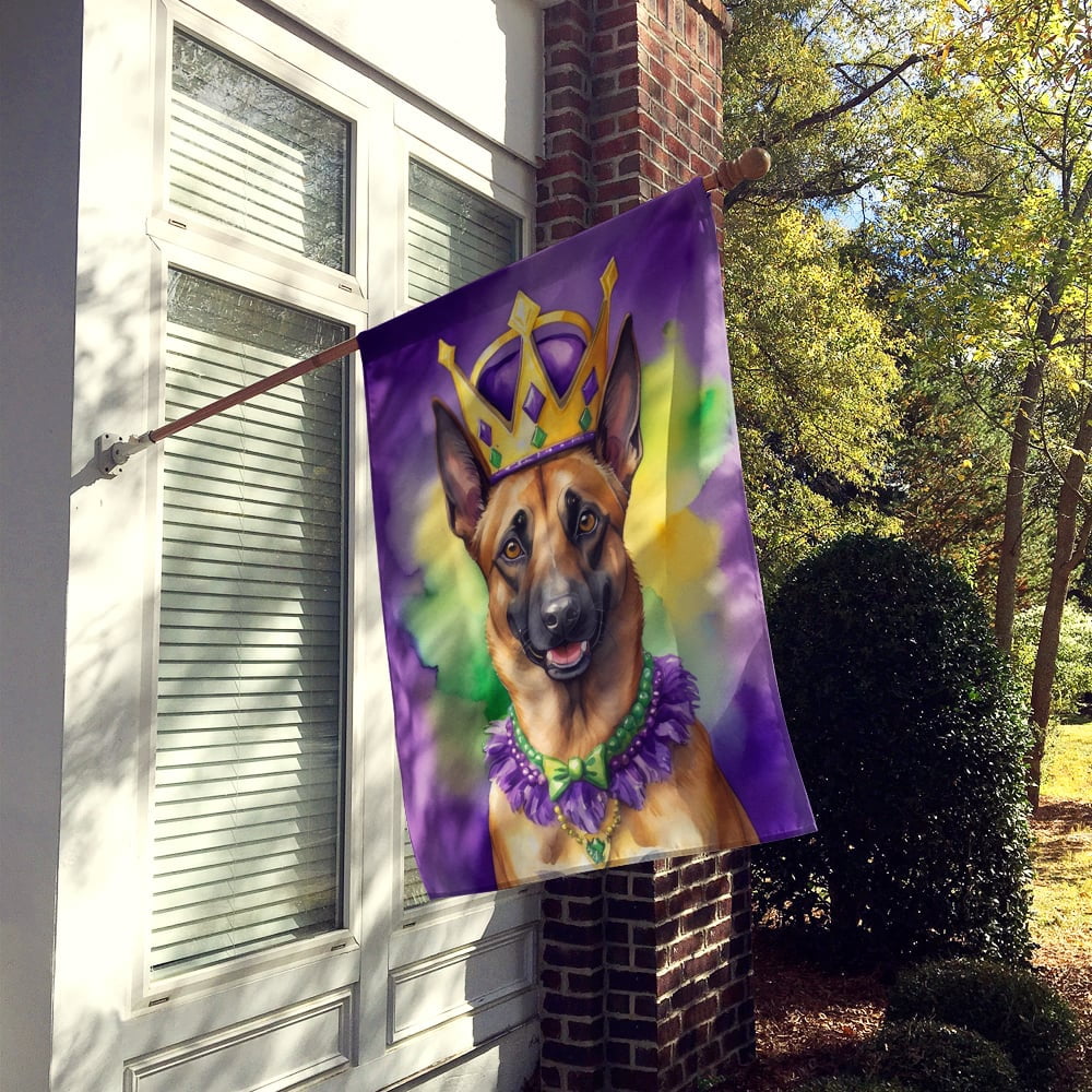 Belgian Malinois King of Mardi Gras House Flag 28 in x 40 in
