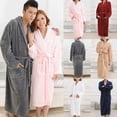 thumbnail image 1 of Bata de felpa gruesa para parejas, cómoda y cálida, ideal para invierno, con bolsillos laterales y ajuste de cintura, disponible en talla XXL y color vino tinto., 1 of 6