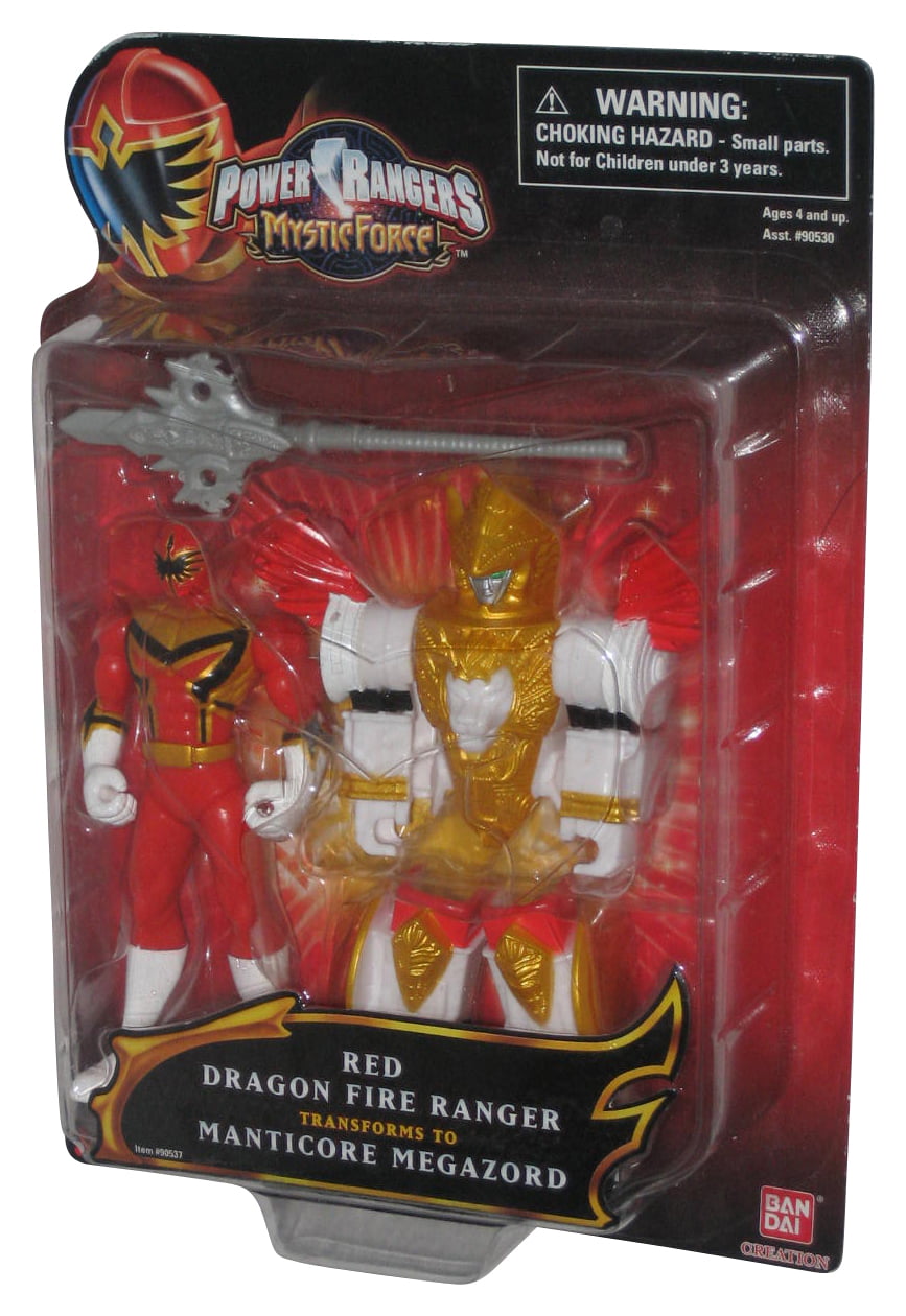 Power Rangers Mystic Force (2006) Bandai Red Dragon Fire Transformers To  Manticore Megazord Figure