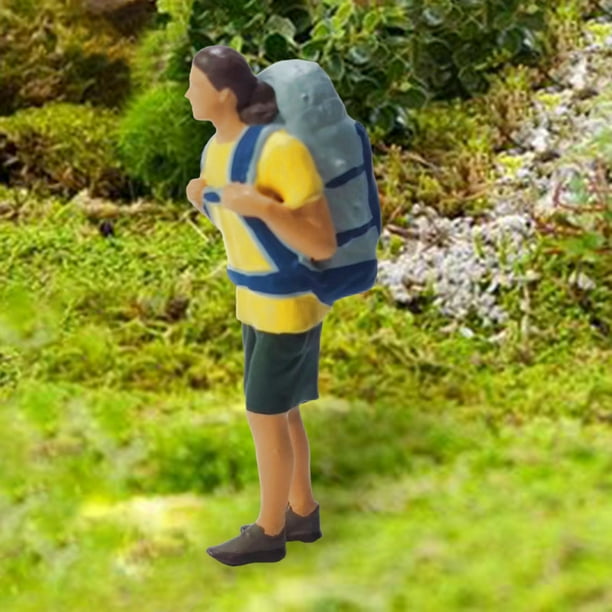 1:64 figura de niña Mini viajeros mochilero figuritas de calibre S personaje para adorno de escritorio accesorios de jardín de hadas diseños Diorama amarillo 1 piezas CUTICAT Figuras de dioramas