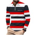 thumbnail image 2 of LEBONYARD Mens Shirts Long Sleeve,Mens Sweatshirts Crewneck,Men's Casual Striped Printed Zipper T-shirt Shirt Long Sleeved Lapel Top/shirt Multicolor S, 2 of 6