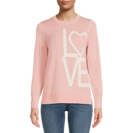 Time and Tru Women's Long Sleeve Pullover Talking Sweaters