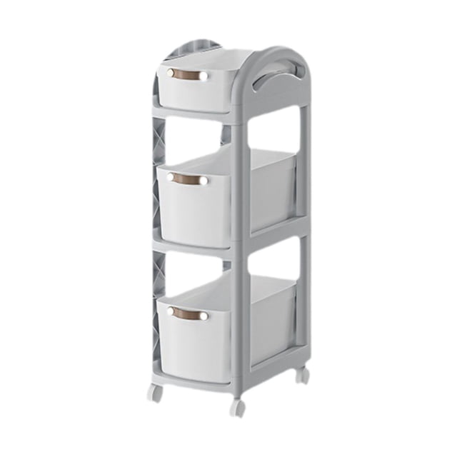 Elodie Chariot de Rangement Étagère de Rangement Coulissante avec Roues Universelles Utilitaire Gain de Place 3 Niveaux