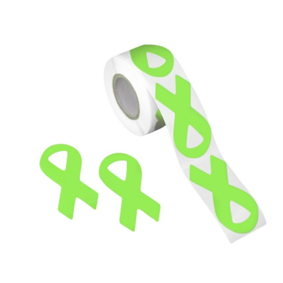 Small Lime Green Ribbon Stickers (250 per Roll)