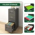 thumbnail image 2 of 3 Drawer Vertical File Cabinet with Lock, Metal Narrow Filing Cabinet with Quiet Ball Bearing Slides for A4/Legal/Letter Files, 2 of 9