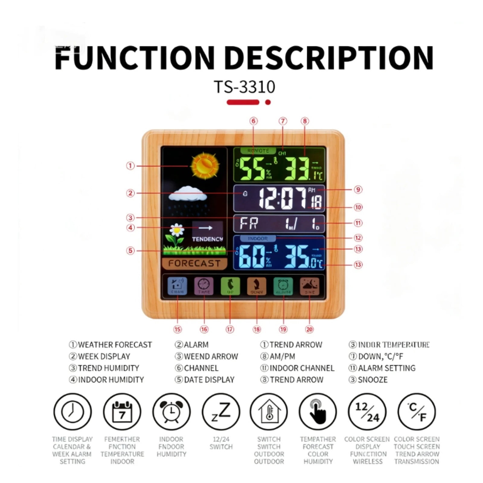 Professional Digital Temperature & Humidity Monitor, High-Stability LCD Gauge