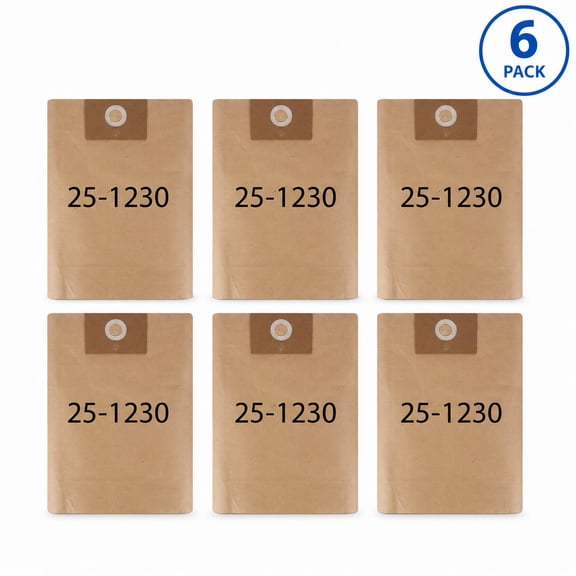 6 Pack 25-1230 High-Efficiency Disposable Filter Bag ，Compatible with Hyper Tough 25-1230 High-Efficiency Disposable Filter Bag for 3 Gallon Wet/Dry Vacuums
