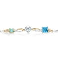 thumbnail image 2 of Gem Stone King 925 Silver and 10K Yellow Gold Mercury Mist Mystic Topaz Moissanite Swiss Blue Topaz and Lab Grown Diamond Tennis Bracelet for Women By Keren Hanan (2.15 cttw, Adjustable up To 9 inch), 2 of 4