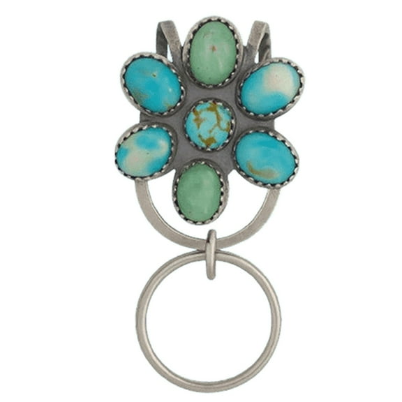 JIhuahe Turquoise Flower Bag Clip Keychain for Women, Non-Slip Key Holder with Carabiner Hook for Handbags, Purses, Wallets and Key Rings, Cute Bag Charm Organizer Accessory