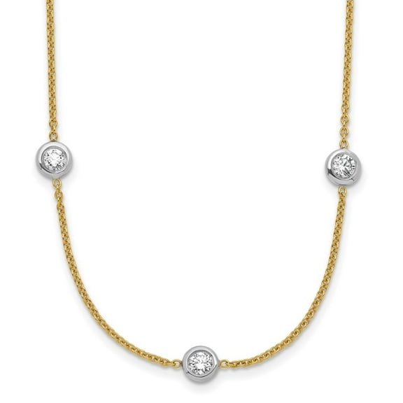 Auriga Fine Jewelry 18K Two-tone Gold 1.5 mm Diamond Stations Necklace for Women 16" (1.4ct, Color- G-H, Clarity- SI1)