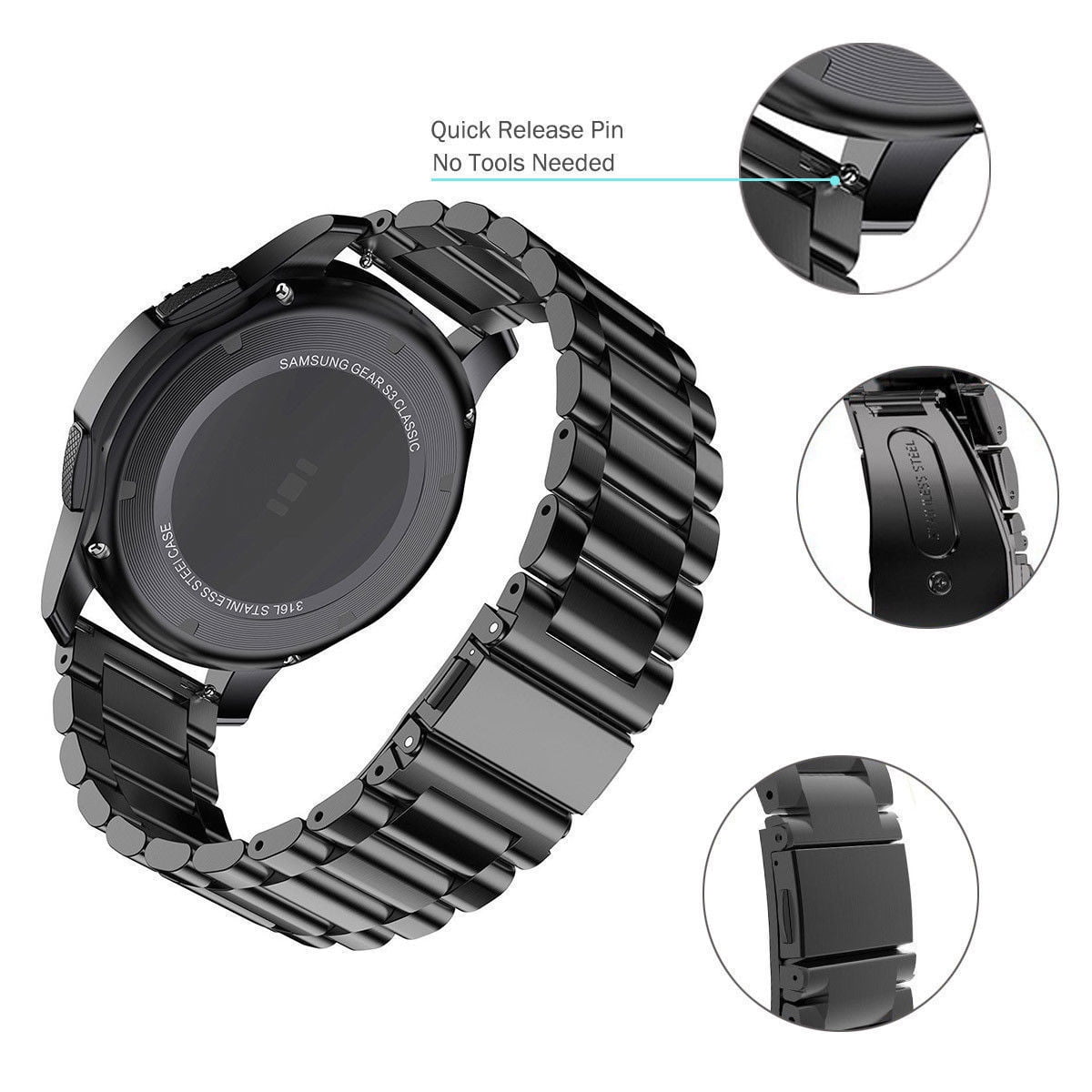 22mm Stainless Steel Bracelet Strap for Samsung Gear S3 Frontier S3 Classic Watch Band Silver Walmart