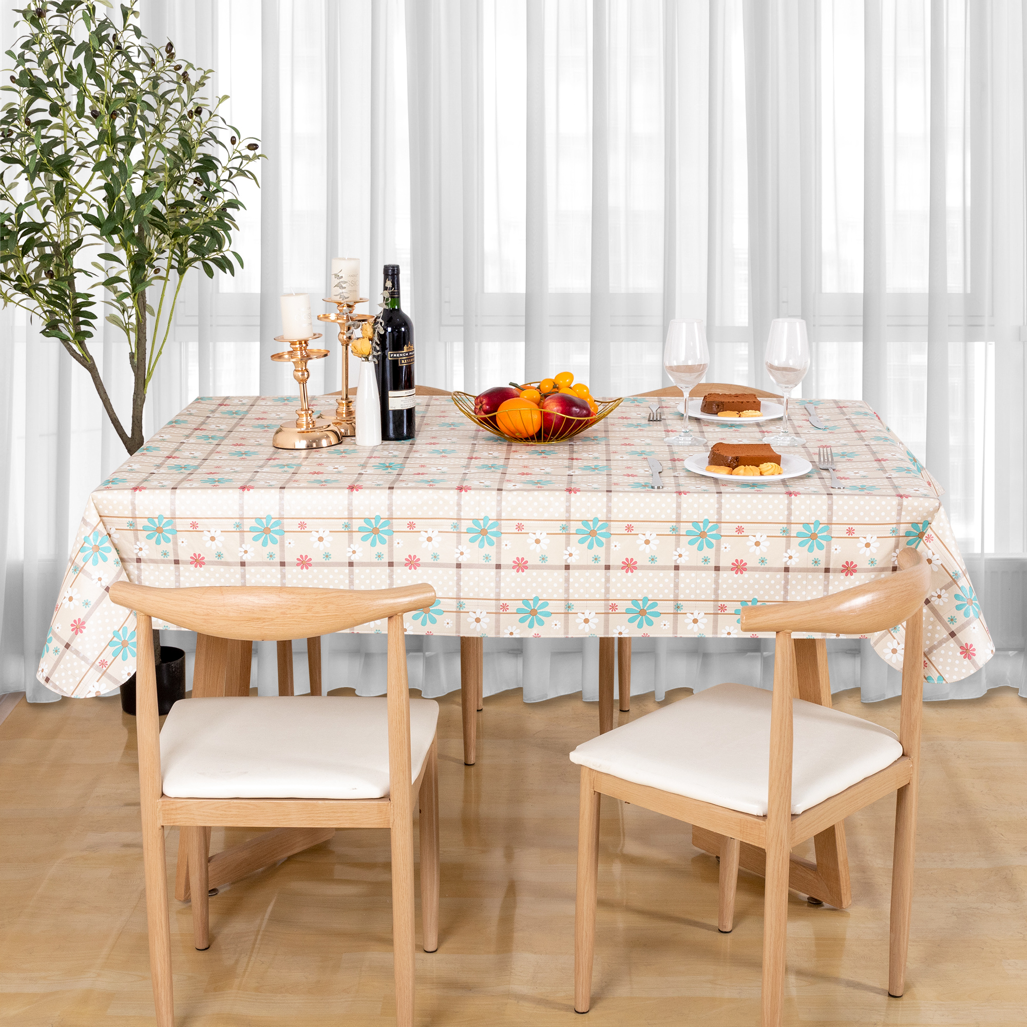 RAY STAR Christmas Tablecloth 60x84 inch Rectangle Waterproof Holiday Decoration Tablecloth Xmas Plastic SpillProof Table Cover